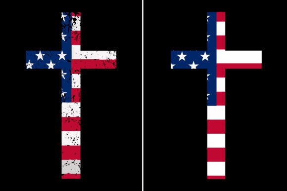 American Flag Cross Christian Religious Print Templates