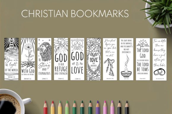 Bible Bookmarks Bundle, Christian Illustrations