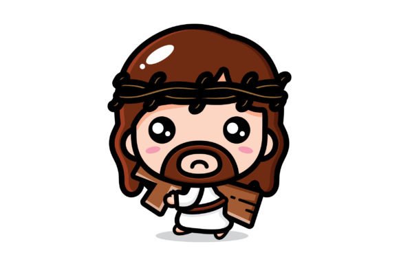 Cute Jesus Carrying a Cross Illustrations