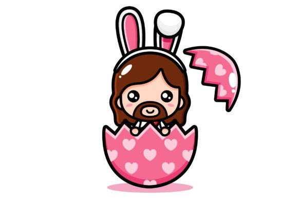 Cute Jesus Celebrating Happy Easter Illustrations