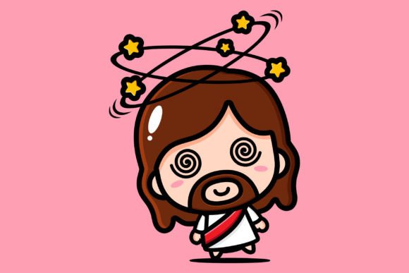 Cute Jesus is Posing Dizzy Illustrations