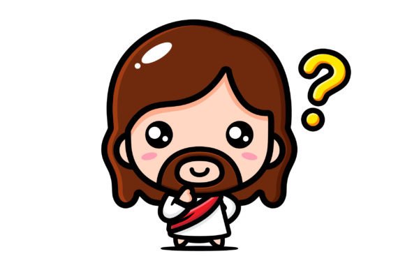 Cute Jesus Poses Question Mark Illustrations