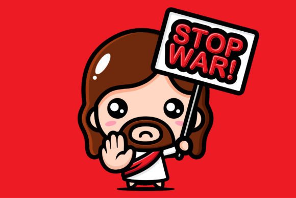 Cute Jesus with Stop War Sign Illustrations