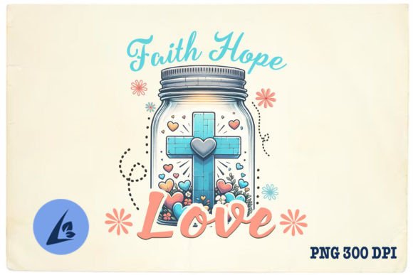 Faith Hope Love Jesus Floral PNG for Crafts