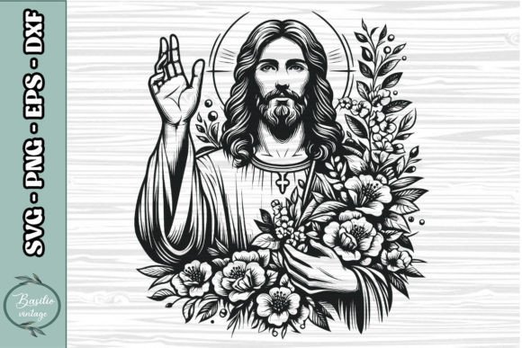 Floral Jesus SVG Clipart 15 for Crafts