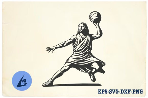 Funny Jesus Basketball SVG Clipart 06 Illustrations