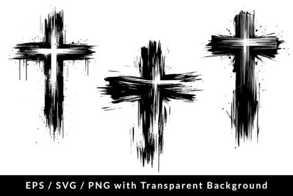 Grunge Christian Cross Set SVG EPS PNG Illustrations