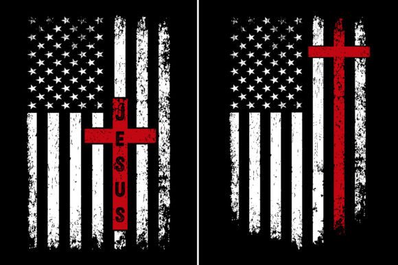 Jesus Distressed American Flag Design and Print Templates