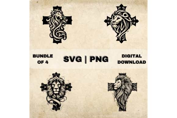 Lion Cross SVG Bundle, Christian Faith Crafts