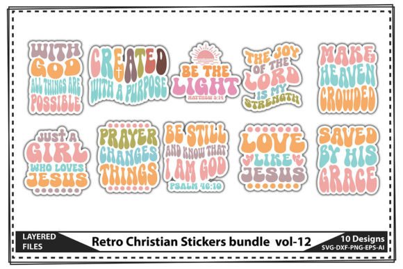 Retro Christian Stickers Bundle Vol-12 & Crafts