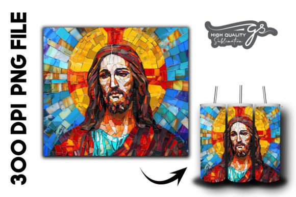 Stained Glass Jesus Tumbler Wrap 32 Backgrounds