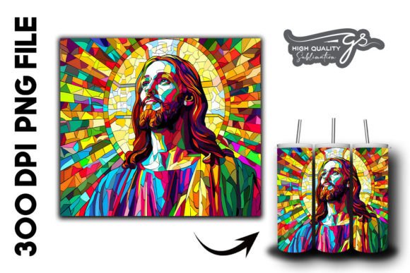 Stained Glass Jesus Tumbler Wrap 34