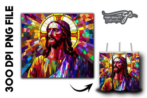 Stained Glass Jesus Tumbler Wrap 36 Backgrounds